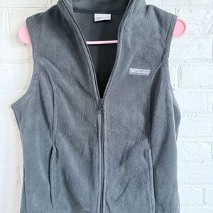 Columbia Fleece‎ Vest Women's Size S Charcoal Gray Full Zip Pockets
